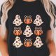 Black Halloween Ghost Pumpkin Print Crew Neck T Shirt