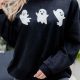 Black Halloween Ghosts Print Round Neck Sweatshirt